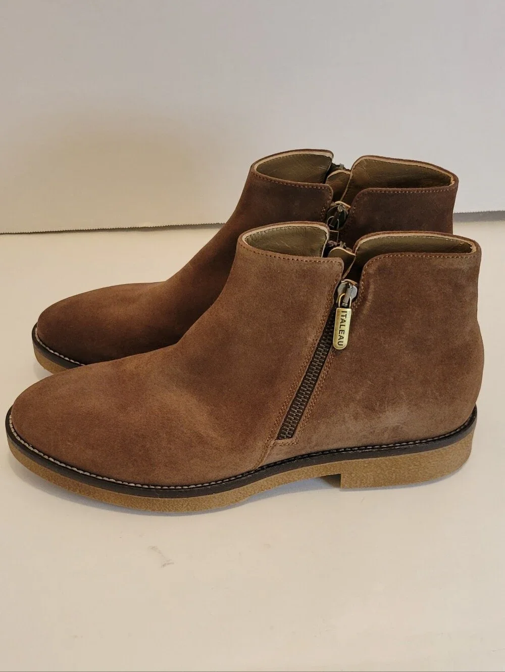 ITALEAU Foliana Waterproof Suede Ankle Boots Velour Nut EU 40.5 US 10 NIB Italy